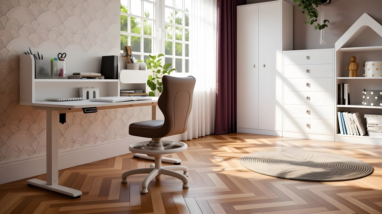 Ergonomiczne biurko elektryczne AXIO z białym stelażem