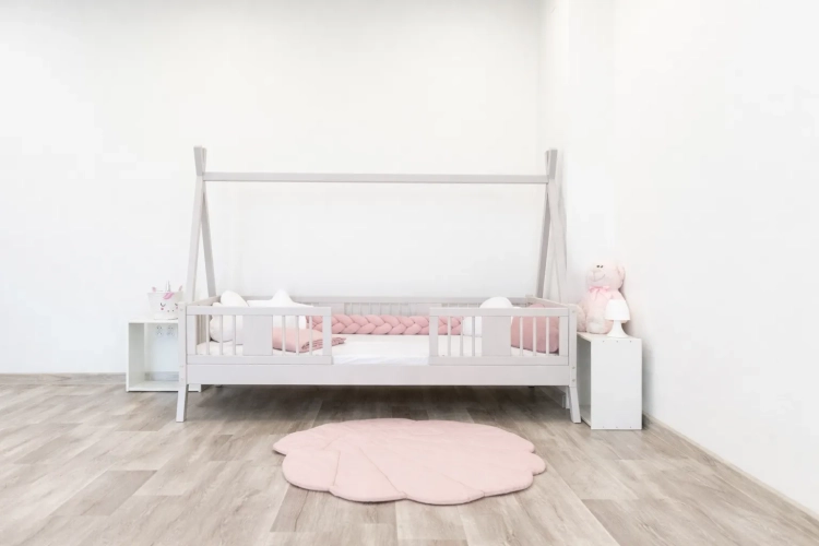 łóżko tipi slow life w kolorze kaszmir z barierką