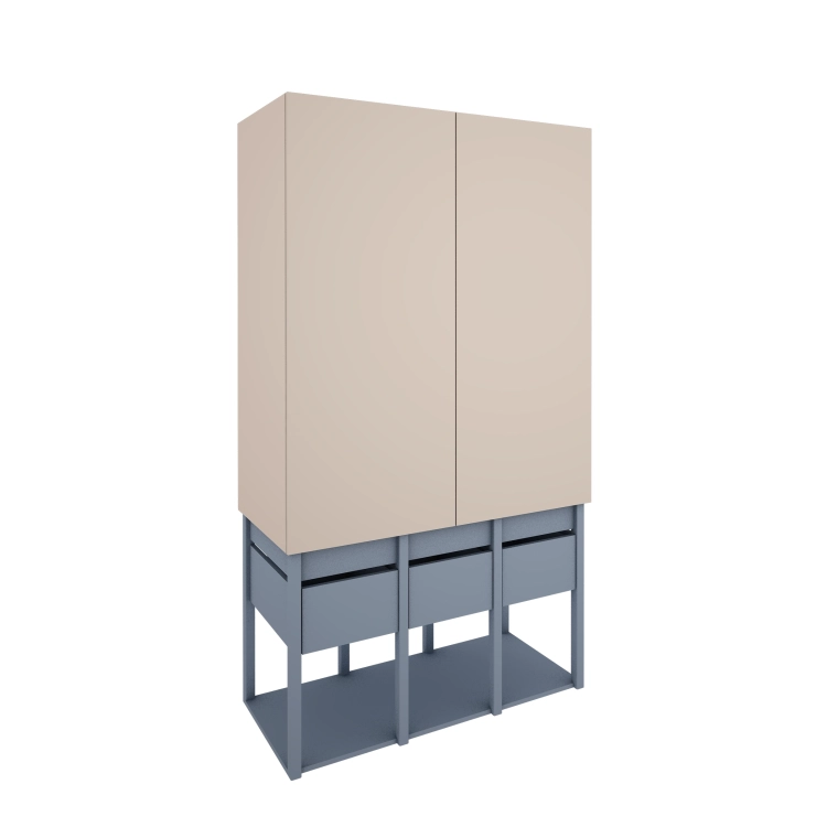beżowo niebieska szafa młodzieżowa Tweens z trzema szufladami