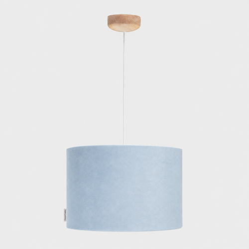 lampa sufitowa wisząca w kolorze jasnego błękitu
