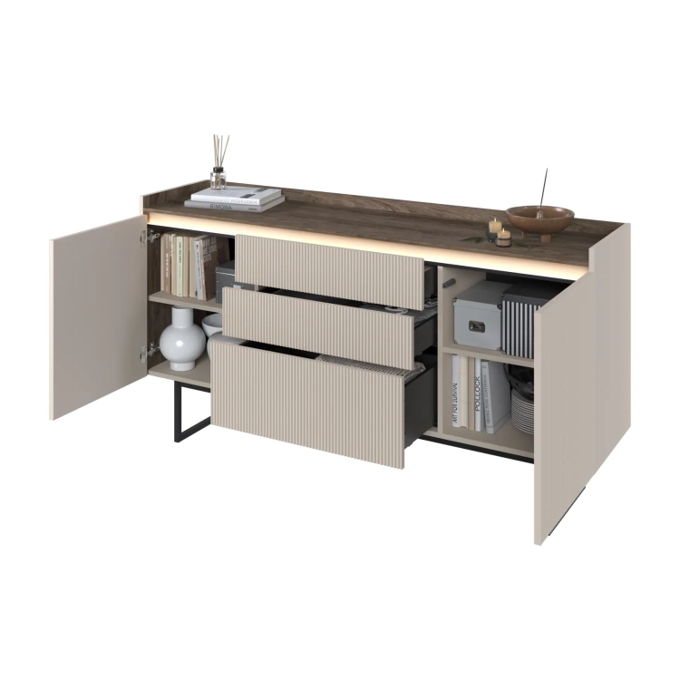 Komoda LAGO LG-03 166 cm 2D3S z LED – widok pod kątem – Lenart