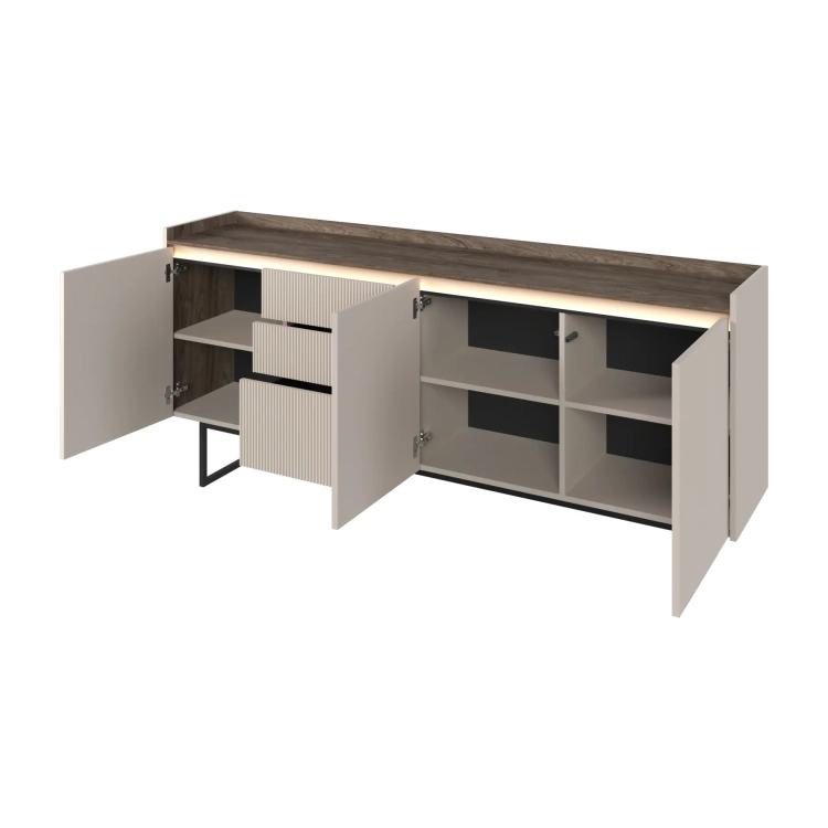 Komoda LAGO LG-04 192 cm 3D3S z LED – widok pod kątem – Lenart