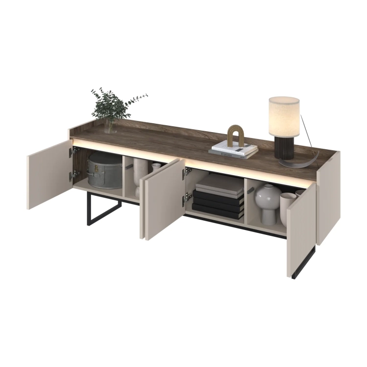 Szafka RTV LAGO LG-05 166 cm 4-drzwiowa z LED – widok pod kątem – Lenart