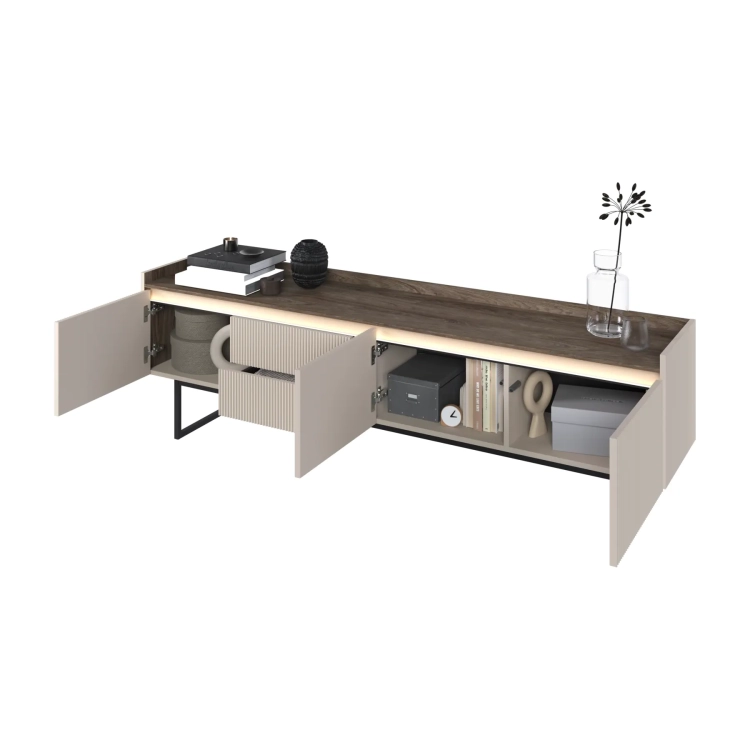 Szafka RTV LAGO LG-06 192 cm 3D2S z LED – widok pod kątem – Lenart
