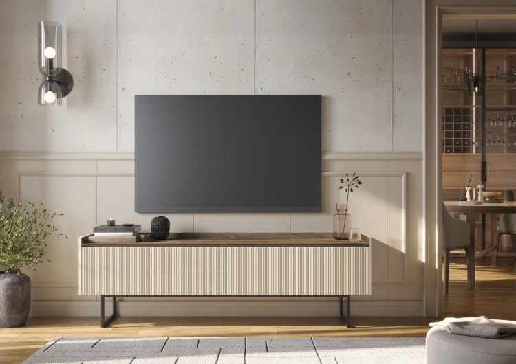 Szafka RTV LAGO LG-06 192 cm 3D2S z LED – aranżacja wnętrza 1 – Lenart