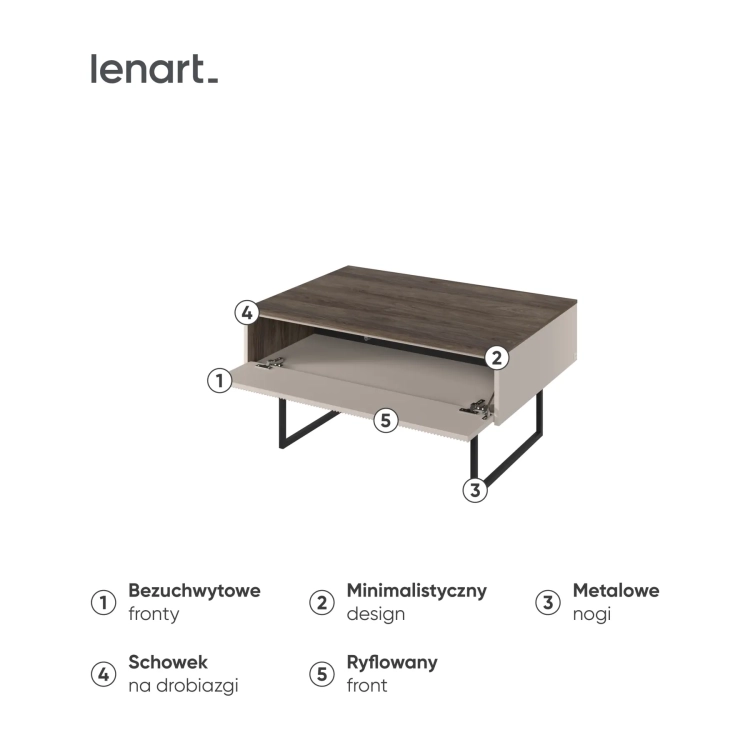Stolik kawowy LAGO LG-07 100 cm z otwieranym blatem – widok pod kątem – Lenart