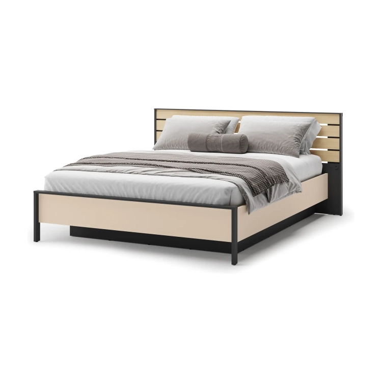 Łóżko ENNA EN-02 160 × 200 cm ze stelażem i LED – widok z boku – Lenart