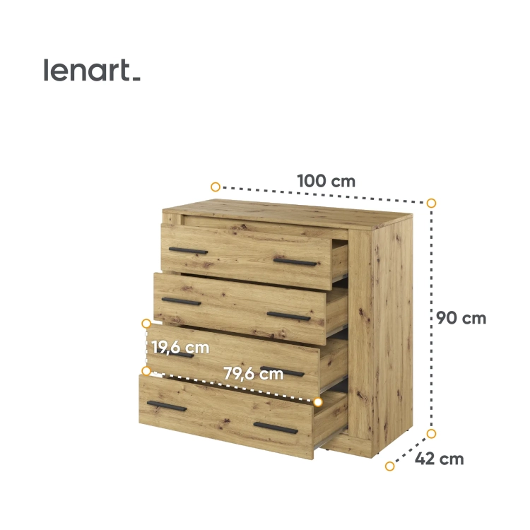 Komoda ARTI AR-10 z 4 szufladami – dąb artisan Lenart, kolor dąb artisan – widok 5