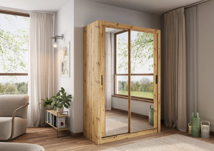 Szafa ARTI AR-18 2-drzwiowa 150 cm – dąb artisan Lenart w aranżacji sypialni – zdjęcie 1