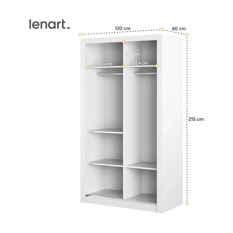 Szafa ARTI AR-19 2-drzwiowa 120 cm – biały Lenart, kolor biały – widok 5