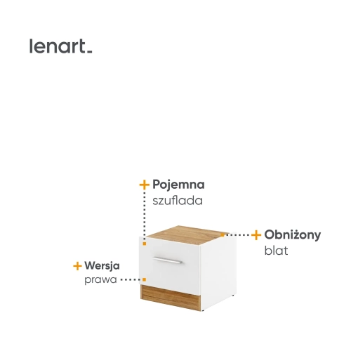 Stolik nocny DENTRO DT-03P z szufladą – biały/dąb Stirling Lenart, kolor biały/dąb Stirling – widok 2