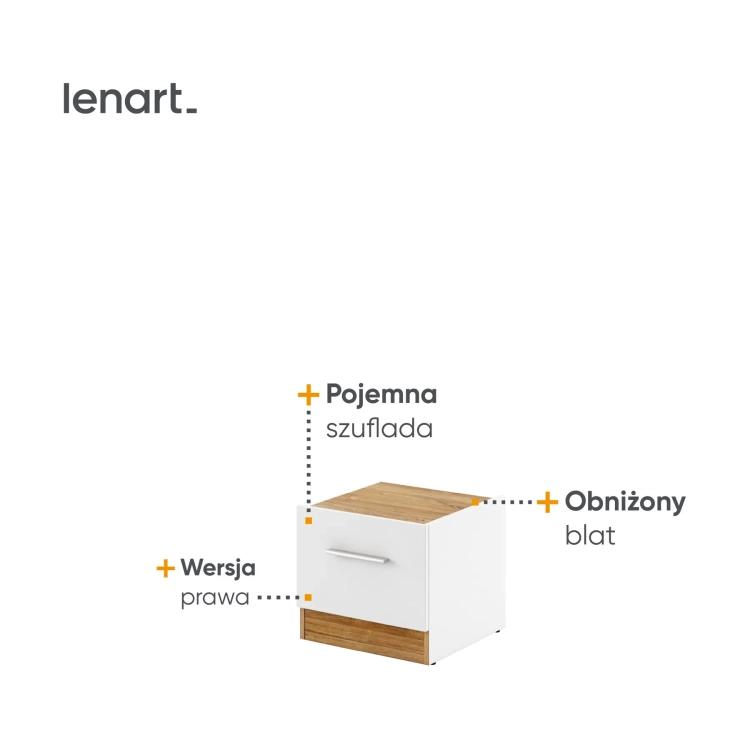 Stolik nocny DENTRO DT-03P z szufladą – biały/dąb Stirling Lenart, kolor biały/dąb Stirling – widok 2