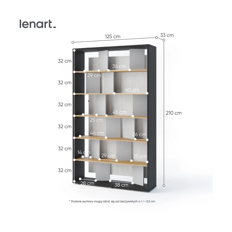 Regał FITT FP-01 z oświetleniem LED – grafit/dąb linearny/natura/szary Lenart, kolor grafit/dąb linearny/natura/szary – widok 4