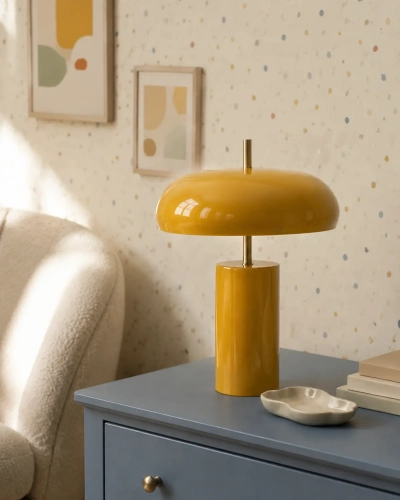 musztardowa-lampa-grzybek-niebieska-komoda.webp