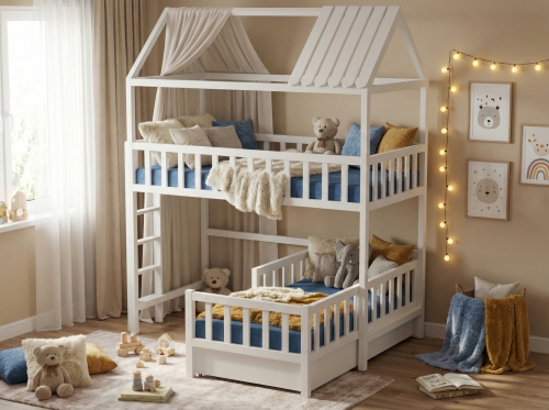 Łóżko piętrowe domek Bunk L z drabinką – zdjęcie 2