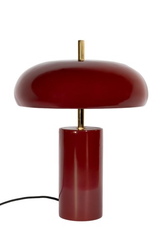 bordowa lampa stołowa grzybek w połysku