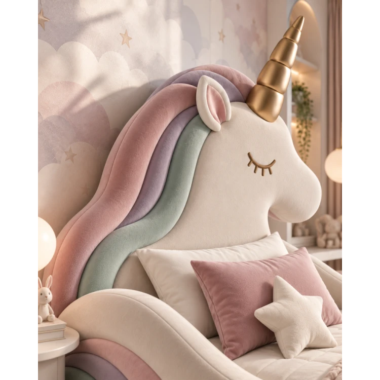 łóżko tapicerowane pastelowe jednorożec unicorn idealne dla dziewczynki