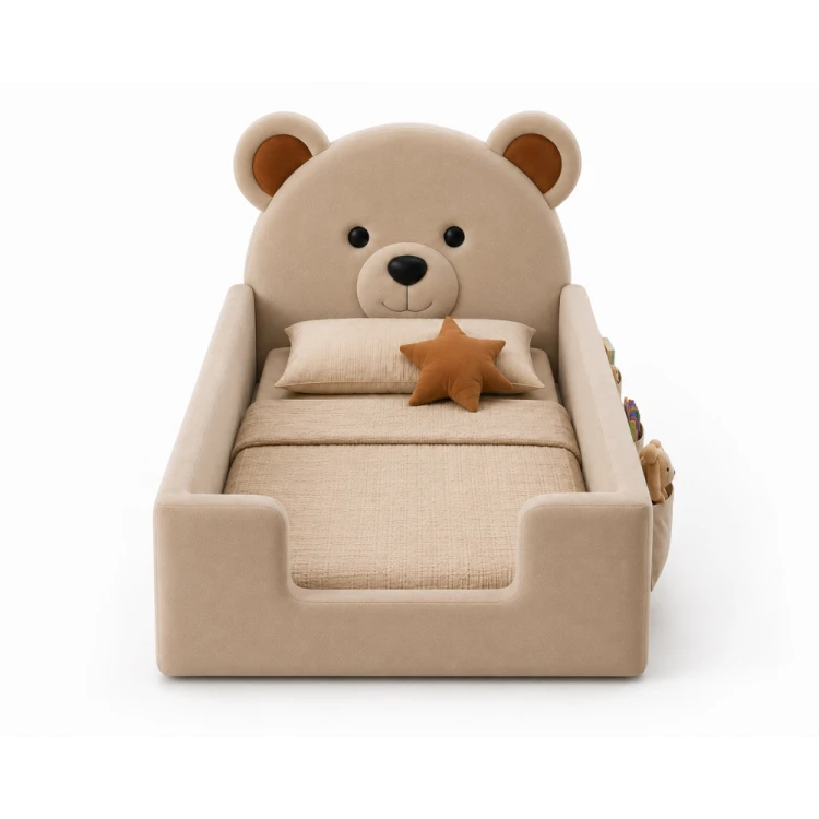 łóżko dziecięce TEDDY MINI 80×160 z tapicerowanym zagłówkiem w kształcie misia