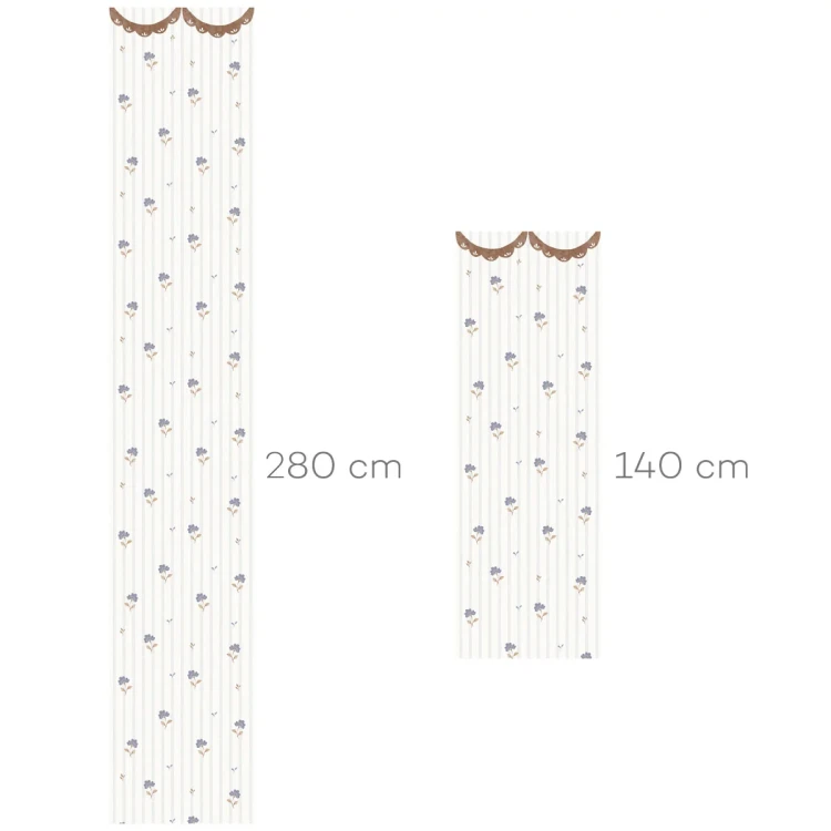 Tapeta Dekornik Delicate Retro Flowers with Ornament – niebieskie kwiaty retro z ornamentem
