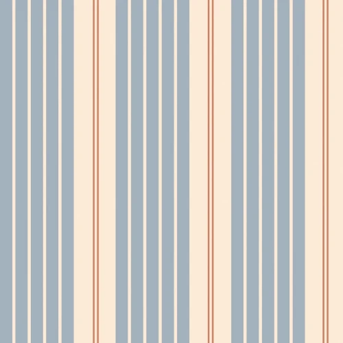 Wzór tapety Dekornik Stripes Classic Vintage Blue – stonowane niebieskie i czerwone paski