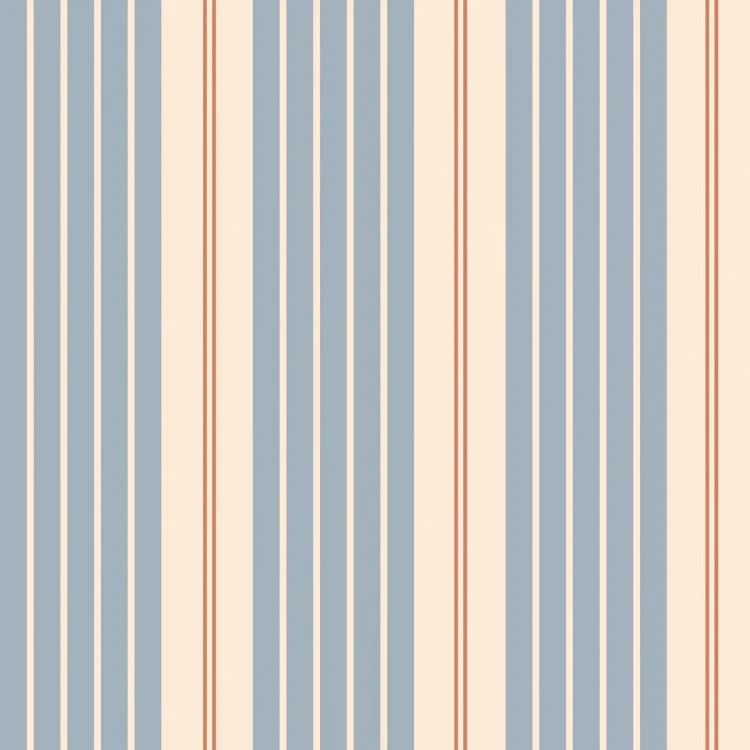 Wzór tapety Dekornik Stripes Classic Vintage Blue – stonowane niebieskie i czerwone paski
