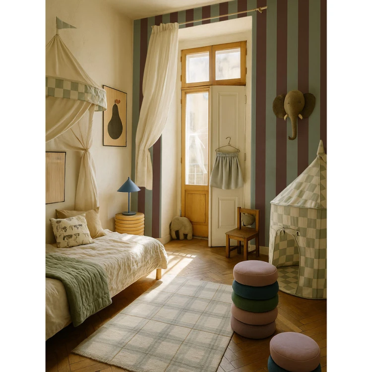 Tapeta Dekornik Classy Brown and Mint we wnętrzu przy oknie