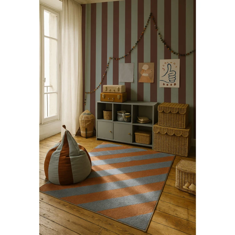 Tapeta Dekornik Classy Brown and Misty Blue w aranżacji przy oknie