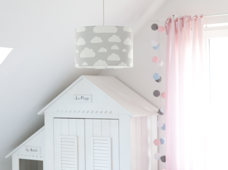 Lampa sufitowa dla chłopca  w chmurki szara 