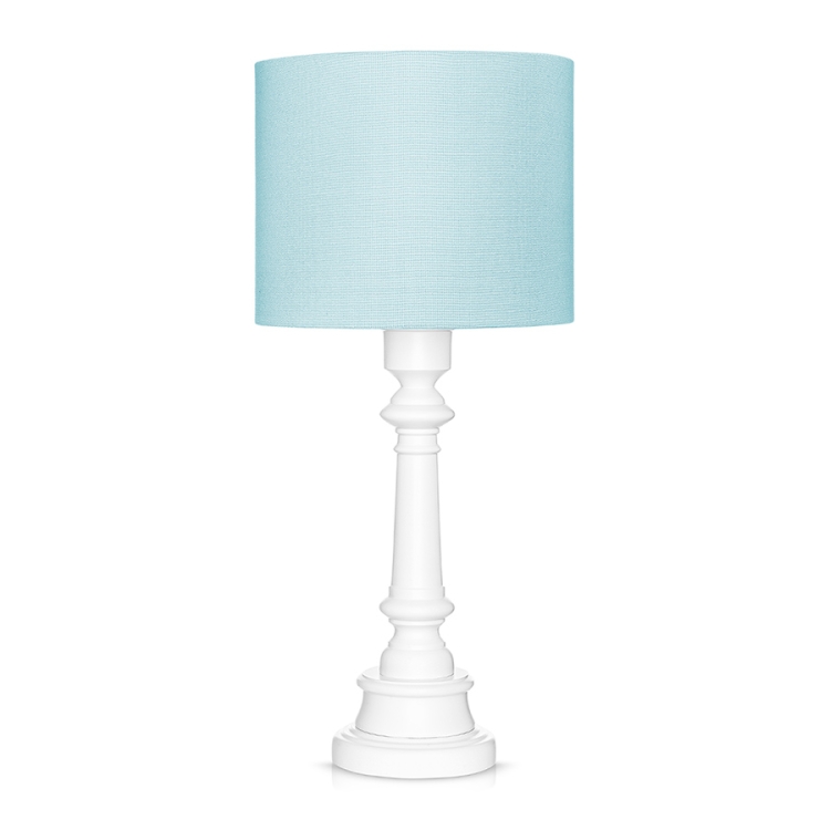 błękitna lampa stojąca
