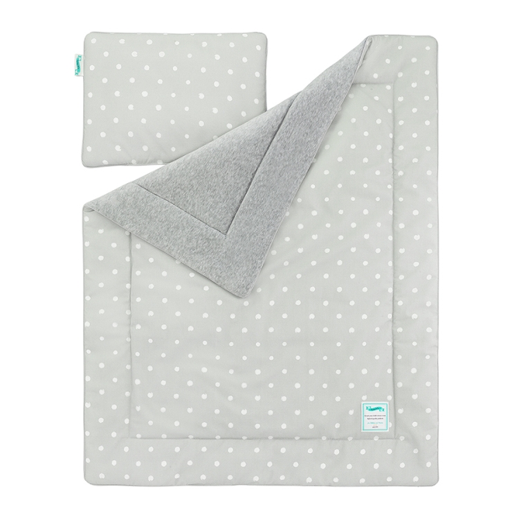 Poduszka płaska bawełniano-welurowa Lovely Dots Grey