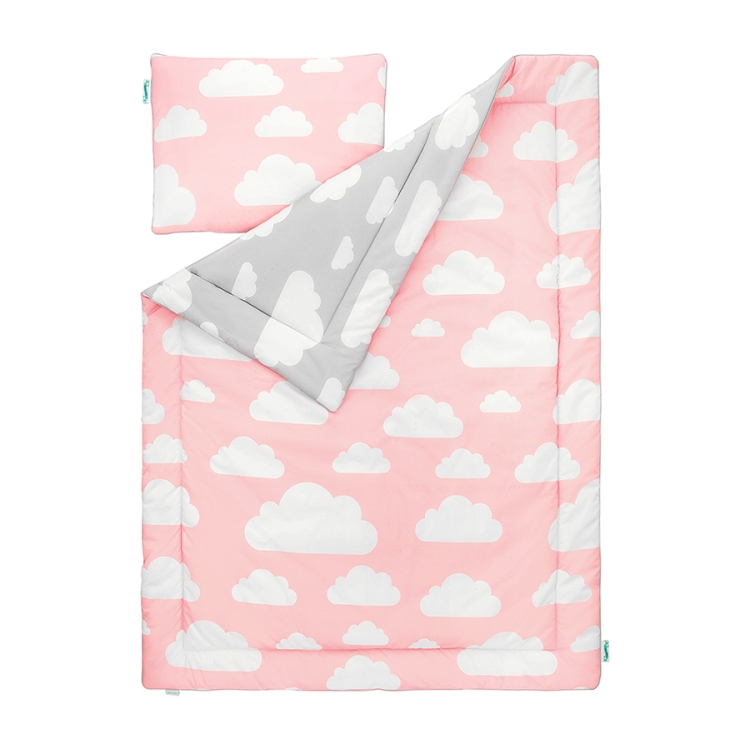 Pościel 100 x 135 Chmurki Pink & Grey (2)