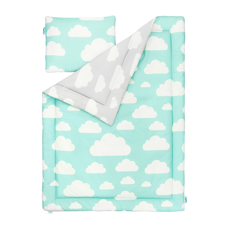 Pościel 100x135 Chmurki Mint & Grey