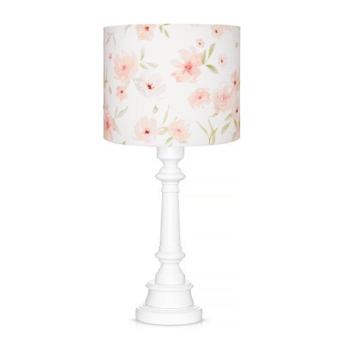 lampa stojąca drewniana biała w kwiatki