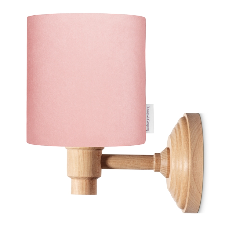 Kinkiet różowy Velvet Pink – elegancka, aksamitna lampka nocna ścienna w kolorze pudrowego różu, idealna do sypialni, pokoju dziewczynki, hoteli i restauracji, w stylu retro, boho, hampton i glamour.