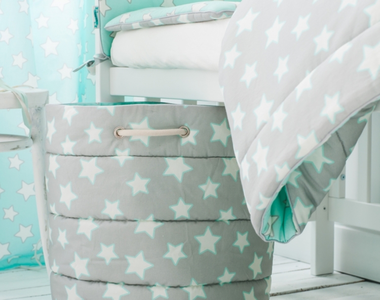 Kosz na zabawki Mint & Grey Stars Lamps&Co (2)