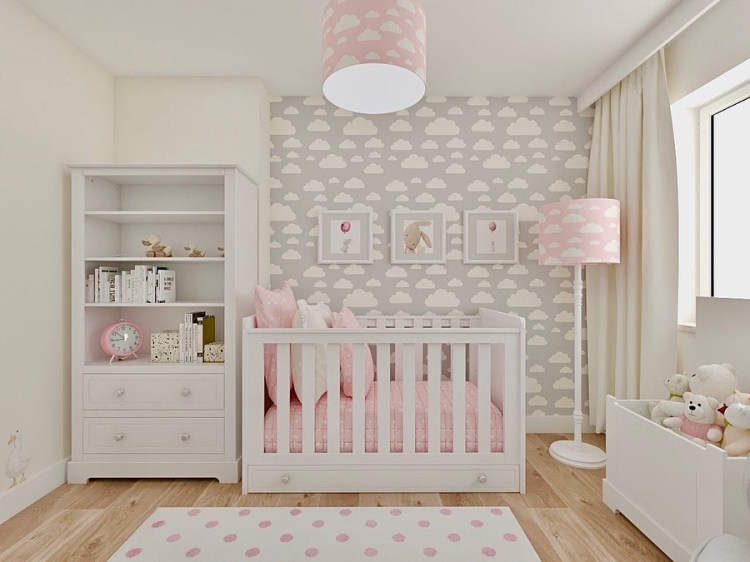 Lampa podłogowa Pink Clouds różowa w chmurki - dekoracyjne oświetlenie do pokoju dziewczynki.