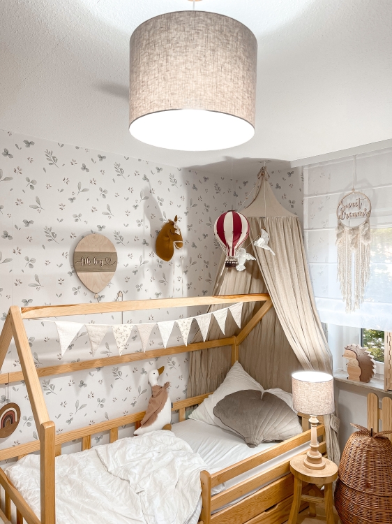 lampa wisząca szara lniana