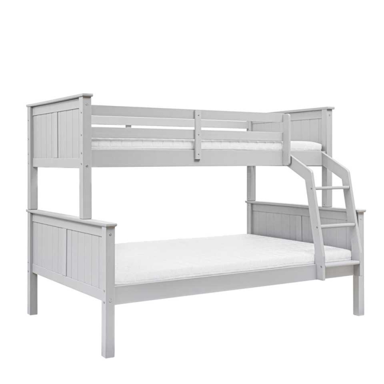 szare duże podwójne łóżko piętrowe 120 cm w stylu skandynawskim