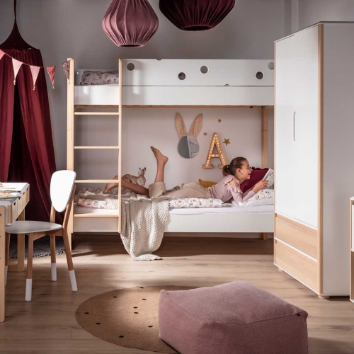 łóżko piętrowe białe w skandynawskim stylu 90x200 cm