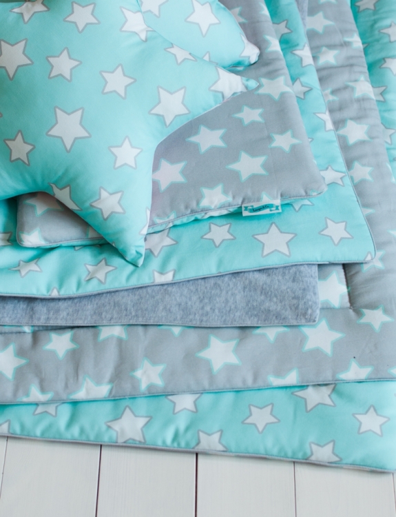 Kocyk ocieplany Mint & Grey Stars