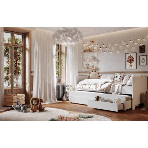 Łóżko 200x90 rozsuwane białe daybed pinio calmo