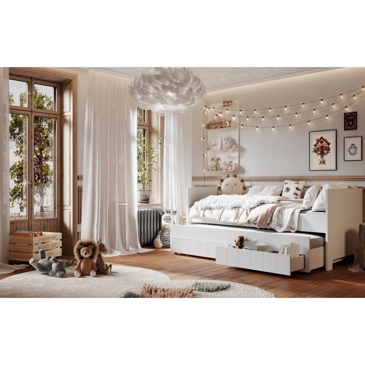 Łóżko 200x90 rozsuwane białe daybed pinio calmo