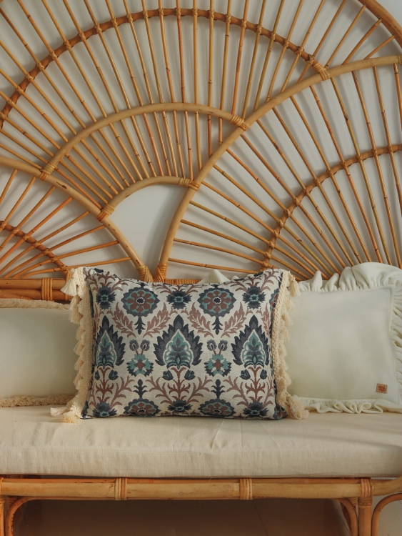 Blue iris in Istanbul cushion with fringe (2).jpg