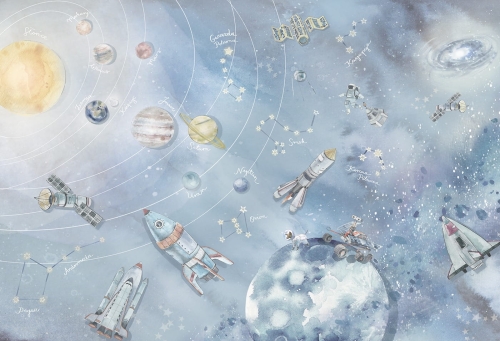 tapeta do pokoju chłopca kosmos planety statki kosmiczne