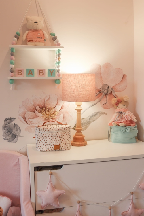 lampa dla dziewczynki lniana pudrowy róż brudny róż