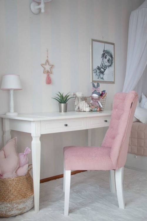 biurko dla dziecka szare Ines Elegant White Bellamy, stylowe biurko do pokoju dziecka, białe biurko dla nastolatki