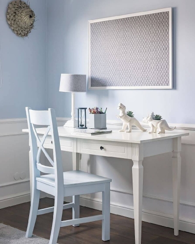 biurko dla dziecka szare Ines Elegant White Bellamy, stylowe biurko do pokoju dziecka, białe biurko dla nastolatki