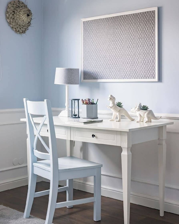 biurko dla dziecka szare Ines Elegant White Bellamy, stylowe biurko do pokoju dziecka, białe biurko dla nastolatki
