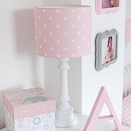 lampa dla dziewczynki różowa w kropki