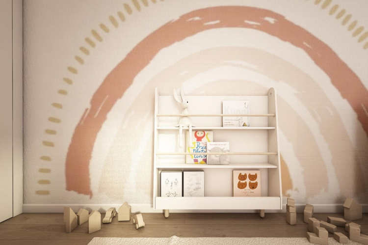 biblioteczka stojąca BOOKWORM, regał Montessori na książki, biblioteczka dla dzieci Montessori, mebel dziecięcy BOOKWORM, regał na książki dla dzieci